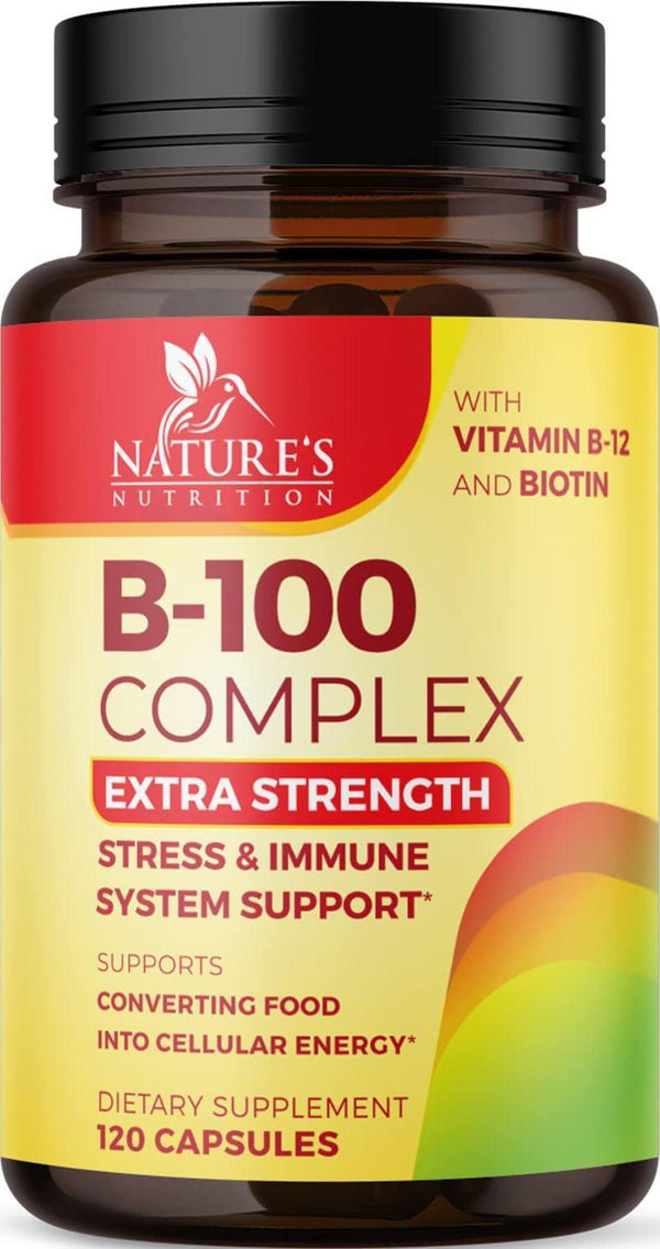 Vitamin B Complex Plus - Complete B Vitamins - 3X Strength Natural Energy Support, with Thiamine (B1), Riboflavin (B2), Niacin (B3), Folate, Biotin, B6, and B12 - All 8 B Vitamins - 120 Capsules