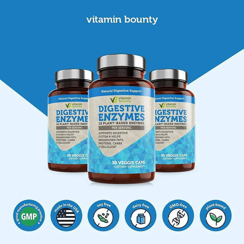 Vitamin Bounty Digestive Enzymes - Immune Support and Gut Health 18 Plant Based Enzymes for Digestion