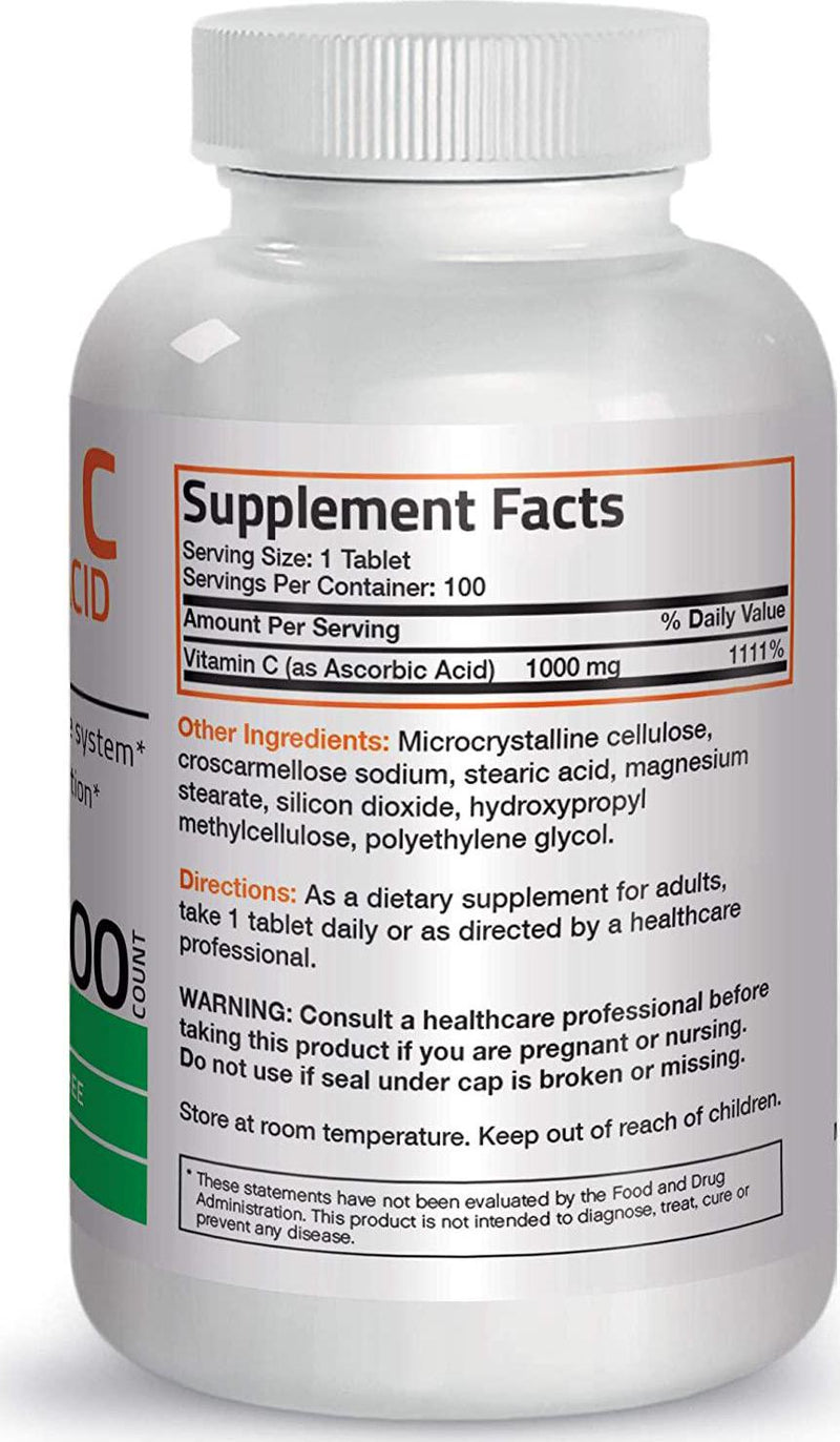 Vitamin C 1000 mg Premium Non-GMO Ascorbic Acid - Maintains Healthy Immune System, Supports Antioxidant Protection - 100 Tablets