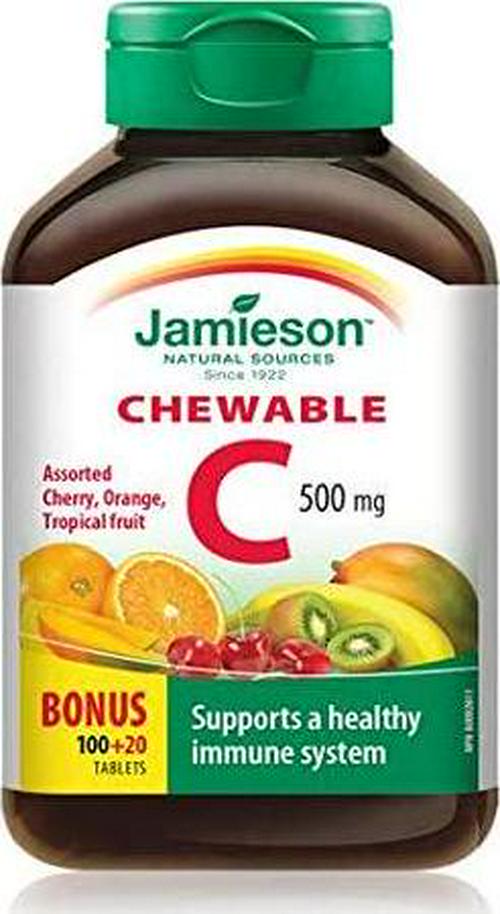 Vitamin C Chew 500mg Mixed Bonus-100+20 tabs Brand: Jamieson Laboratories