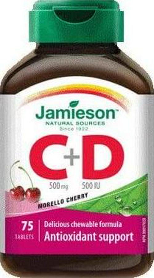 Vitamin C Chew and 500 iu VIT D Cherry-75 tabs Brand: Jamieson Laboratories