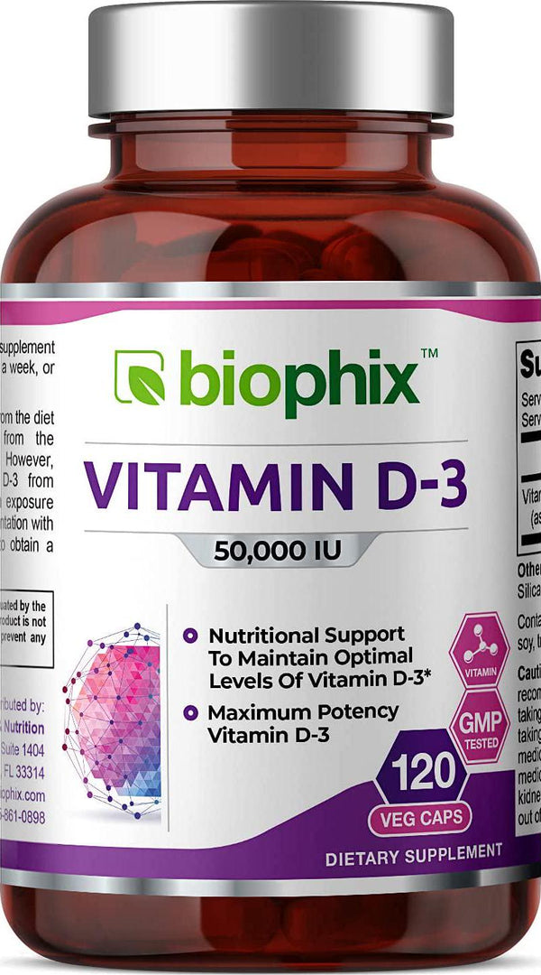 Vitamin D3 50000 IU 120 Vcaps - High-Potency | Strong Bones | Immune Health | Support for K-2