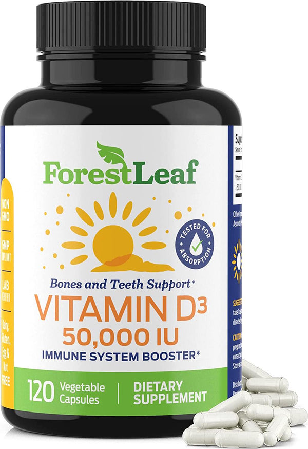 Vitamin D3 50,000 IU Weekly Supplement - 120 Vegetable Capsules - by ForestLeaf