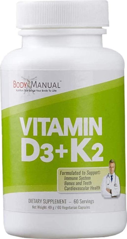 Vitamin D3 + K2 (2 Month Supply) | GMO, Gluten and Dairy Free | Tested for Quality, Purity