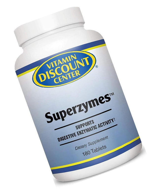 Vitamin Discount Center, Superzymes Healthy Digestive Enzymes, Dietary Nutritional Supplement, Yeast Free, Soy Free, Dairy Free, 180 Tablets