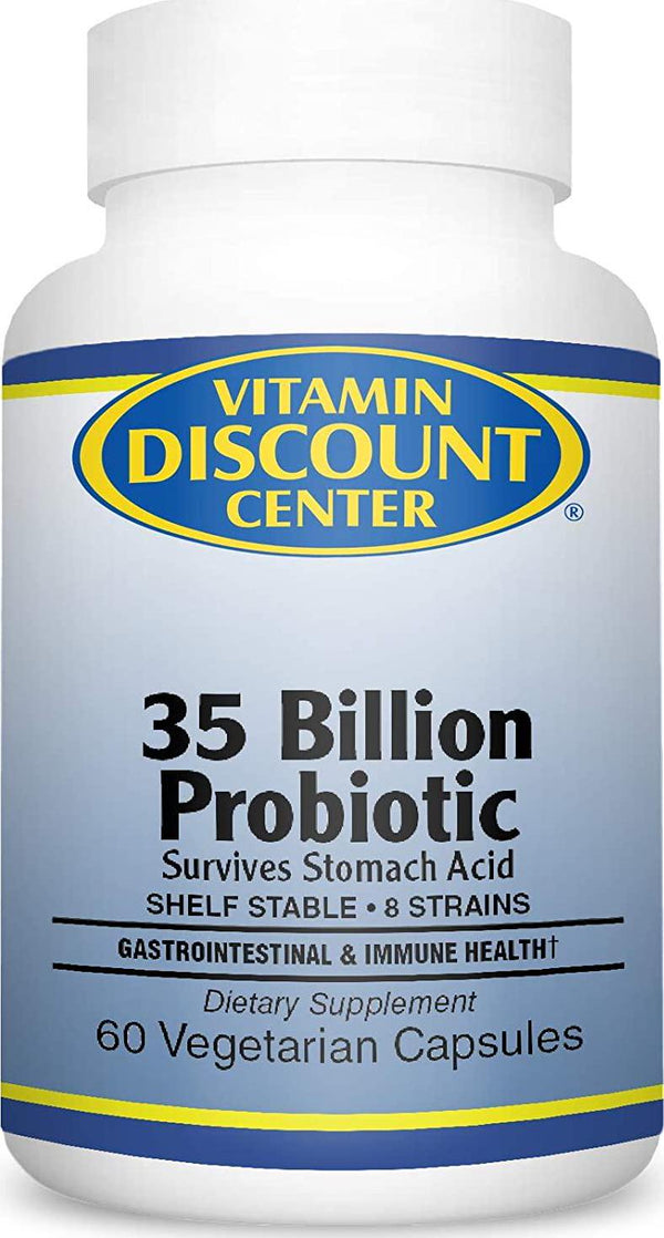 Vitamin Discount Center, Probiotic 35 Billion Dietary Supplement with Prebiotic Blend, Gastrointestinal and Immune Health, Shelf Stable, 8 strains, 60 Vegetarian Capsules