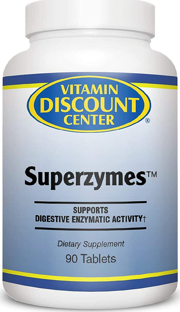 Vitamin Discount Center, Superzymes Healthy Digestive Enzymes, Dietary Nutritional Supplement, Yeast Free, Soy Free, Dairy Free, 90 Tablets