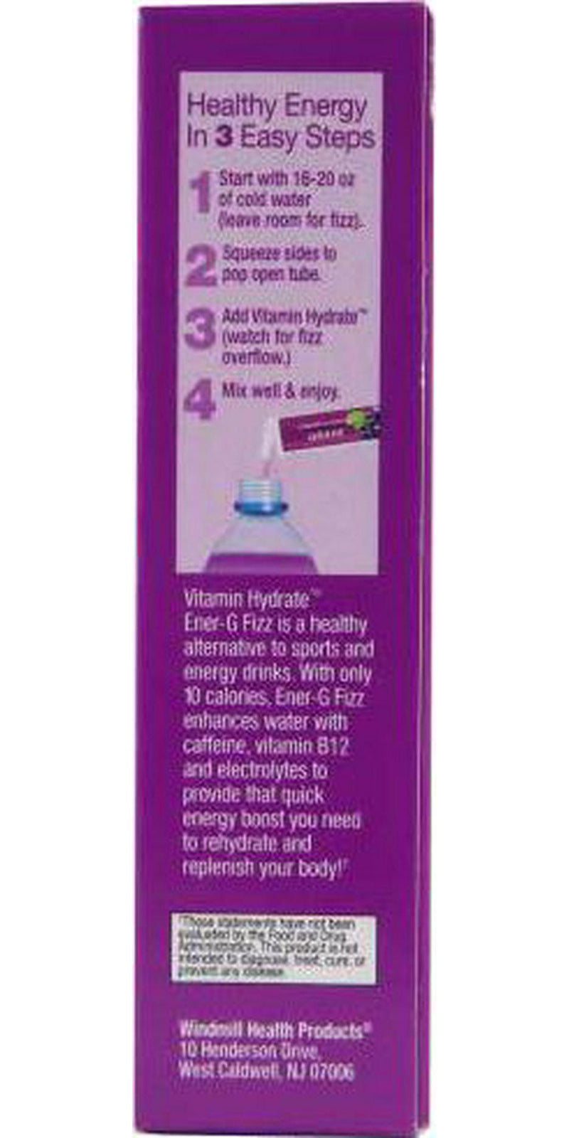 Vitamin Hydrate Ener-G Fizz Tubes, Grape Flavor, Natural Energy, Endurance, Fight Fatigue, Boost Stamina, Super B-12, Vitamin C, Hydration, Electrolytes, (6 Pack), 18 Servings,Purple