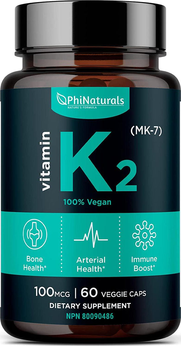 Vitamin K2 – MK7 – K2 100mcg – K2 Natto Organic Supplement Complex – Support Bone Health Heart Teeth – Non-GMO Made in USA (60 easy to swallow small capsules)
