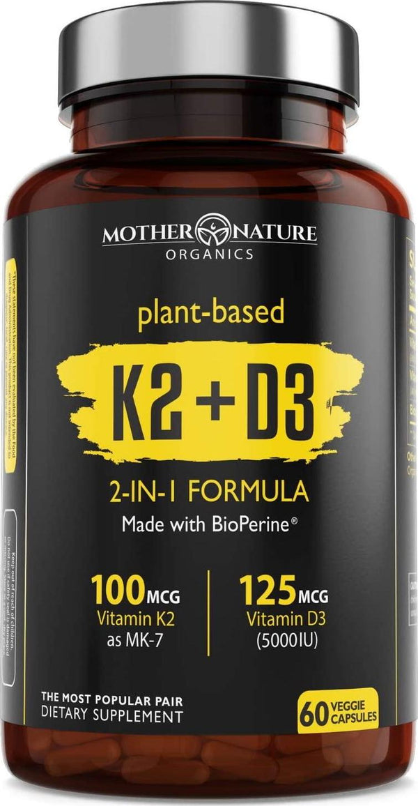 Vitamin K2 (MK7) with D3 Supplement (60 Count)