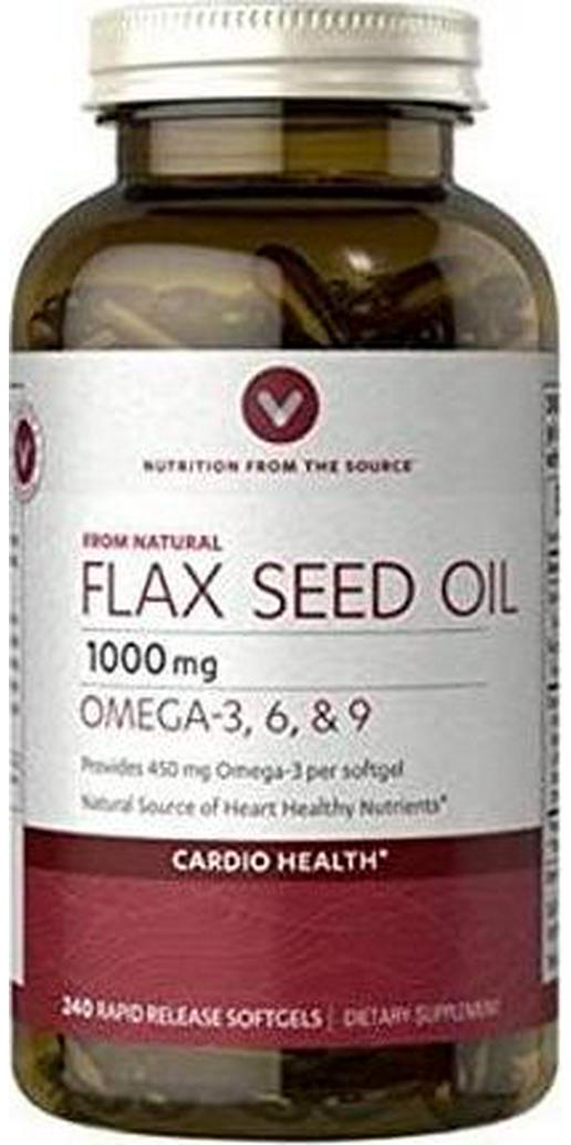 Vitamin World Flax Seed Oil 1000mg Provides 450 mg Omega 3 per softgel 240 Rapid Release softgels