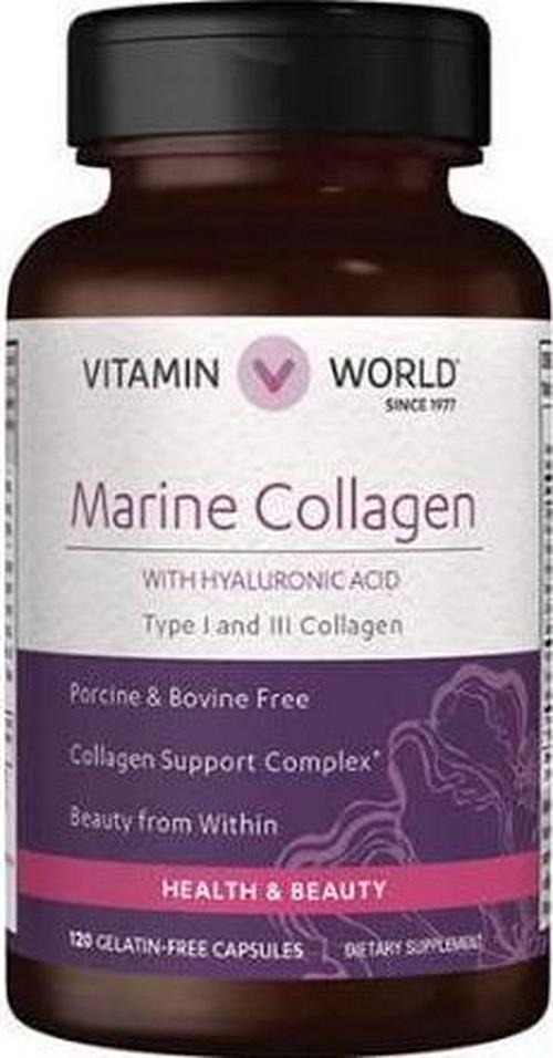 Vitamin World Marine Collagen, Collagen Support Complex 120 gelatin-free capsules