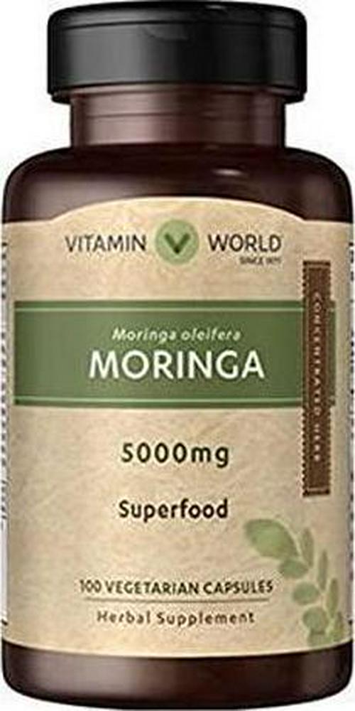 Vitamin World Moringa 5000mg Vegetarian Capsules Herbal Supplement 100 Tablets