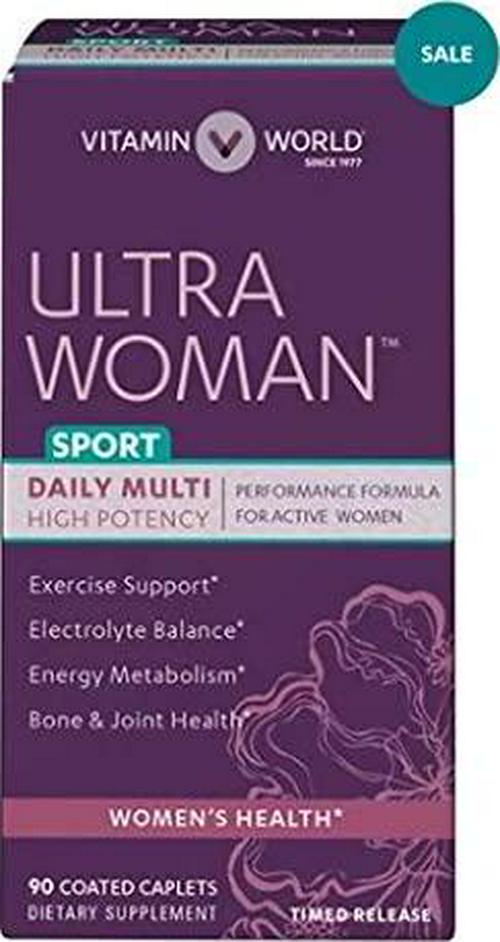 Vitamin World Ultra Woman Sport Daily Multivitamins, Performance Formula for Active Women 90 Coated caplets