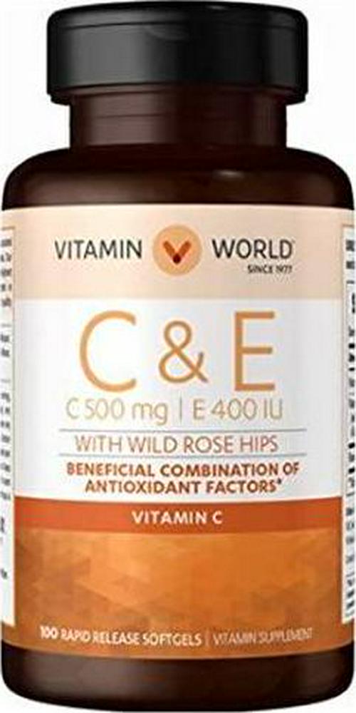 Vitamin World Vitamins C and E with Rose Hips 100 softgels