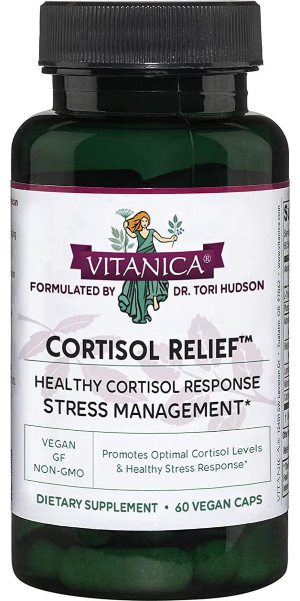 Vitanica Cortisol Relief, Sleep, Stress, Cortisol Manager Supplement, Vegan, 60 Capsules