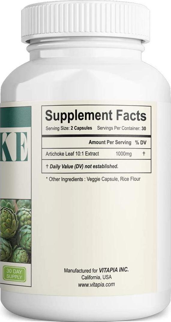 Vitapia Artichoke Leaf Extract 500mg(5000mg) per Serving - Aritchoke Extract 10:1-60 Veggie Capsules - Vegan and Non-GMO - Support Digestive Health, Liver Health, Antioxidant and Healthy Metabolism