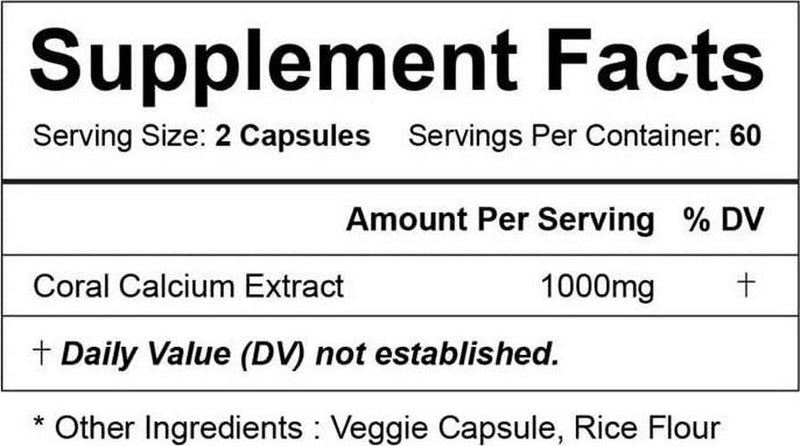 Vitapia Coral Calcium 1000mg - 120 Veggie Capsules - Vegan and Non-GMO - Promotes Healthy PH Balance - Supports Healthy Bones and Teeth