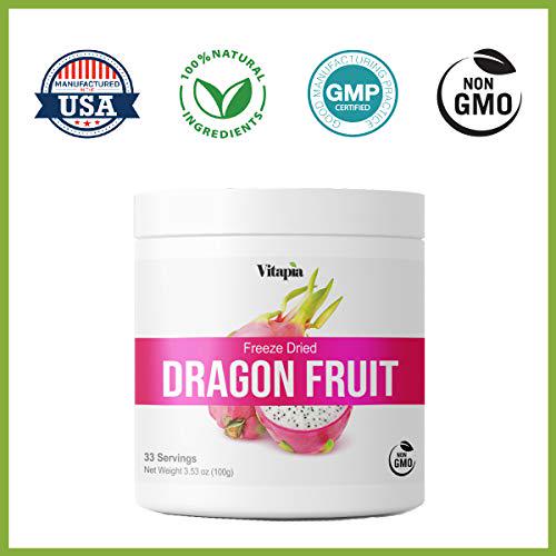 Vitapia Dragon Fruit Powder - Freeze Dried Extract Powder, Rich in Antioxidant, High in Fiber, Healthy Gut - 30 Day Supply - Non GMO and Gluten Free