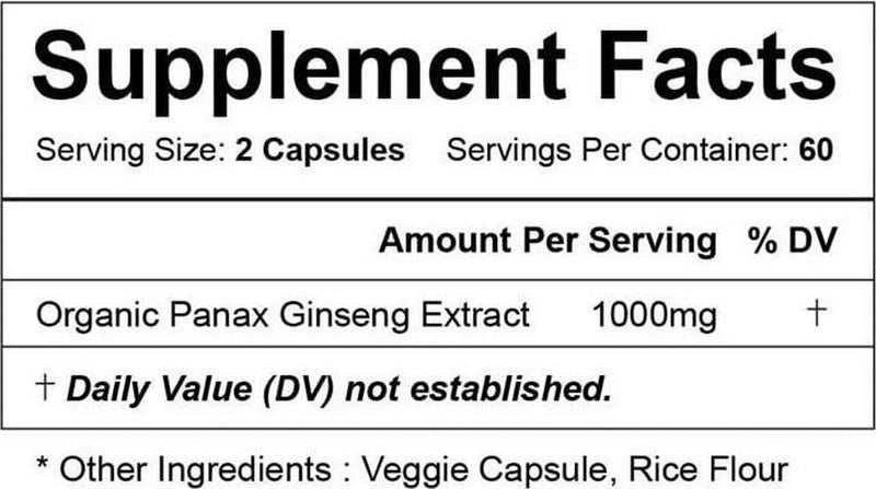 Vitapia Korean Panax Ginseng 1000mg - 120 Veggie Capsules - Vegan and Non-GMO - Premium Support for Enhanced Energy, Performance and Cognitive Health