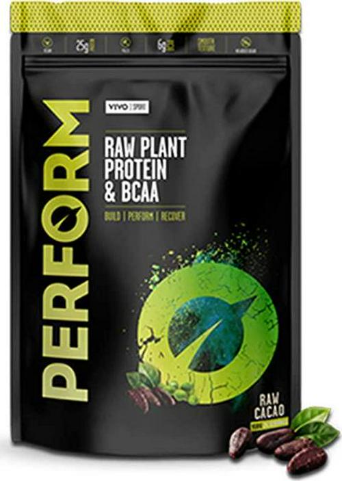 Vivo Life Perform Vegan Protein Powder, Raw Cacao Flavor - BCAA Pea and Hemp Blend Plant-Based Protein Shake (34.8 oz)