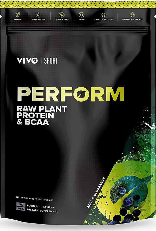 Vivo Perform Raw Plant Acai/Blueberry Protein and BCAA Powder