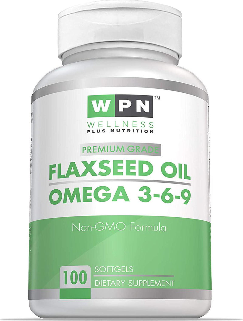 WPN Supplements Flaxseed Oil 1000 mg | Omega 3-6-9 | Premium Grade | Non GMO Formula | 100 Softgels | Made with Organic Flaxseed Oil