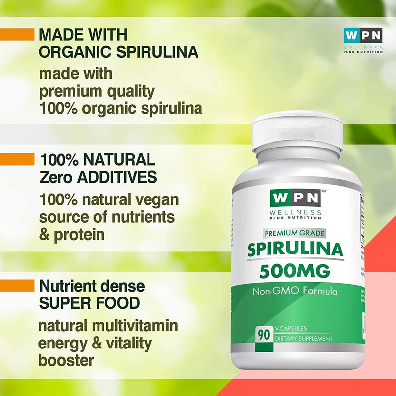 WPN Supplements Spirulina 500mg | Premium Grade | Non GMO Formula |