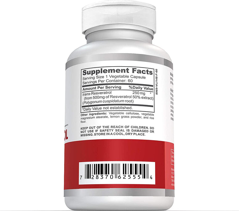 WPN Supplements Trans Resveratrol 250 mg | Premium Grade | with Vegan Ingredients |