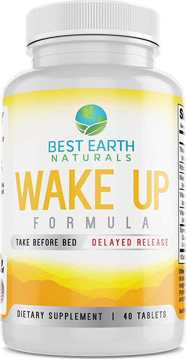 Wake Up Formula, Supplement Taken at Bedtime and Works While You Sleep for Delayed Time Release Energy in Morning. Alternative to Coffee and Morning Alarm Clock 40 Count