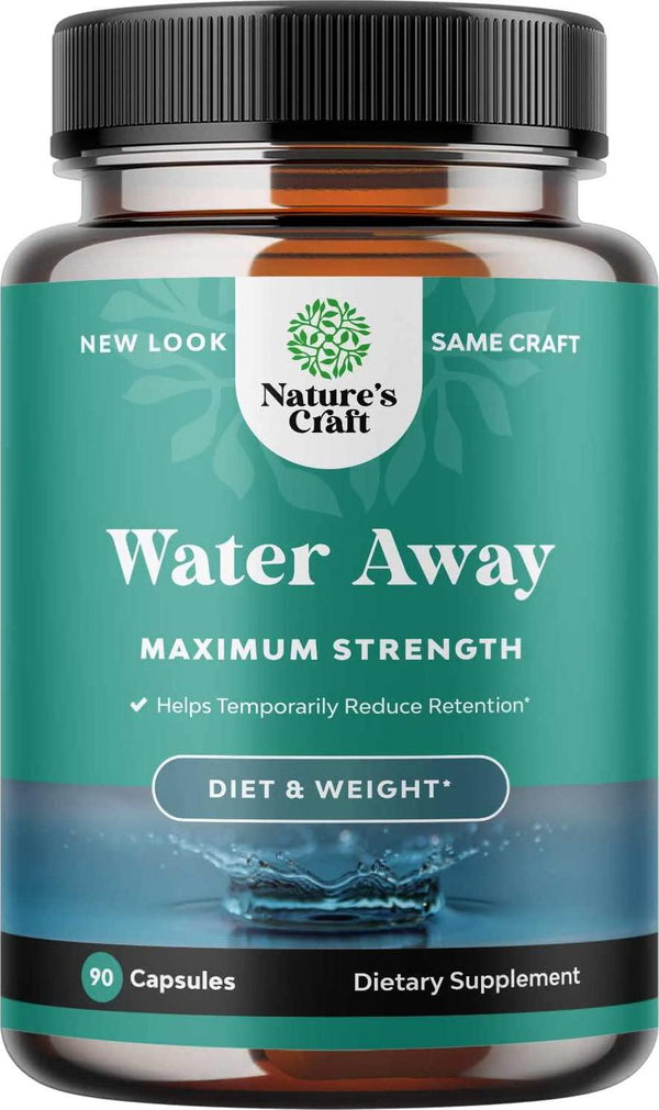 Water Away Supplement and Diuretic Pills - Water Retention Pills for Water Balance - Kidney Cleanse Supplement Enriched with Dandelion Leaf Extract Vitamin B6 Green Tea Extract and Potassium Chloride