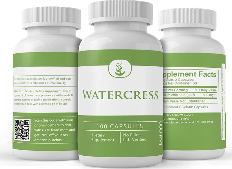 Watercress Capsules (100 Capsules) Phytonutrients, Antioxidative Support