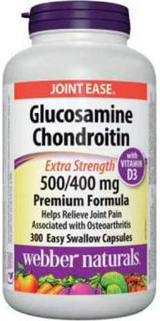Webber Naturals Glucosamine and Chondroitin, Extra Strength Joint Pain Relief with Vitamin D, 300 caps by Webber Naturals