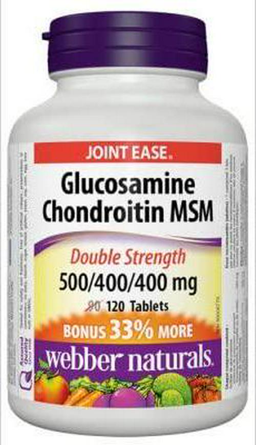 Webber Naturals Glucosamine Chondroitin MSM Double Strength, 500/400/400 mg, 120 Tablets