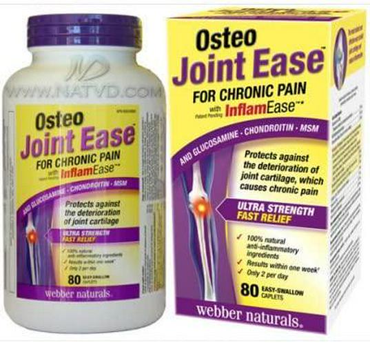 Webber Naturals Osteo Joint Ease with InflamEase, and Glucosamine Chondroitin MSM, 80 easy-swallow caplets