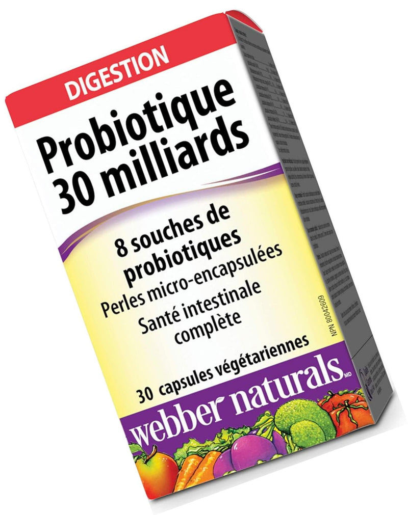 Webber Naturals Probiotic 30 Billion, 8 Probiotic Strains, 30-Capsules