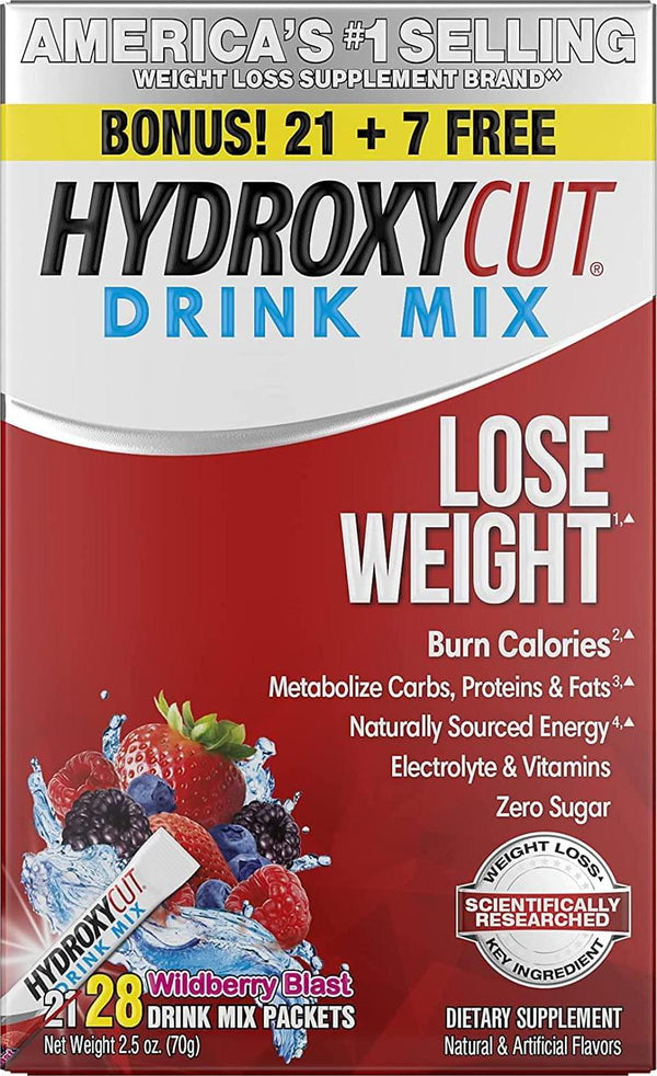 Weight Loss Drink Mix | Hydroxycut Lose Weight Drink Mix | Weight Loss for Women and Men | Weight Loss Supplement | Energy Drink Powder | Metabolism Booster for Weight Loss | Wildberry Blast, 28 Packets