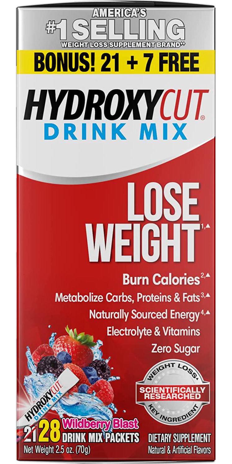 Weight Loss Drink Mix | Hydroxycut Lose Weight Drink Mix | Weight Loss for Women and Men | Weight Loss Supplement | Energy Drink Powder | Metabolism Booster for Weight Loss | Wildberry Blast, 28 Packets
