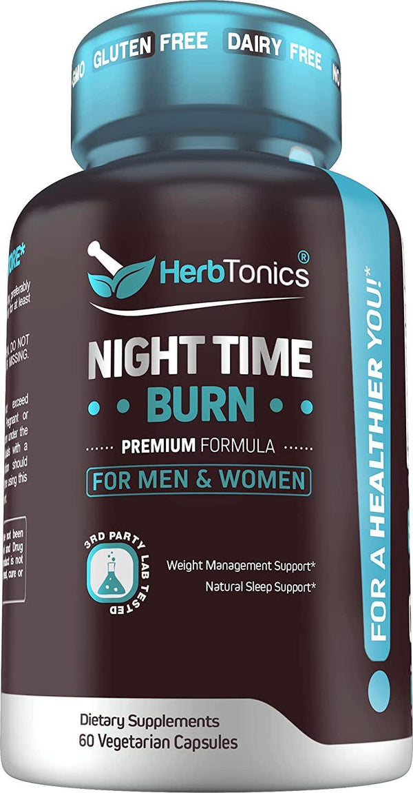 Weight Loss Pills Fat Burner for Night Time + Sleep Aid | Women and Men | Appetite Suppressant Supplement | Metabolism Support with Melatonin | Non-GMO