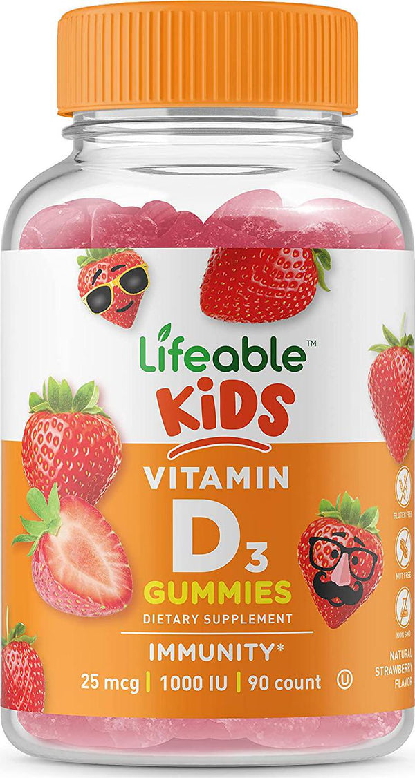 WellWorks Vitamin D for Kids 1000 IU – Great Tasting Natural Flavor Gummy Supplement – Gluten Free Vegetarian GMO-free Chewable – for Strong and Healthy Bones – for Children, Teen, Toddler, 90 Gummies