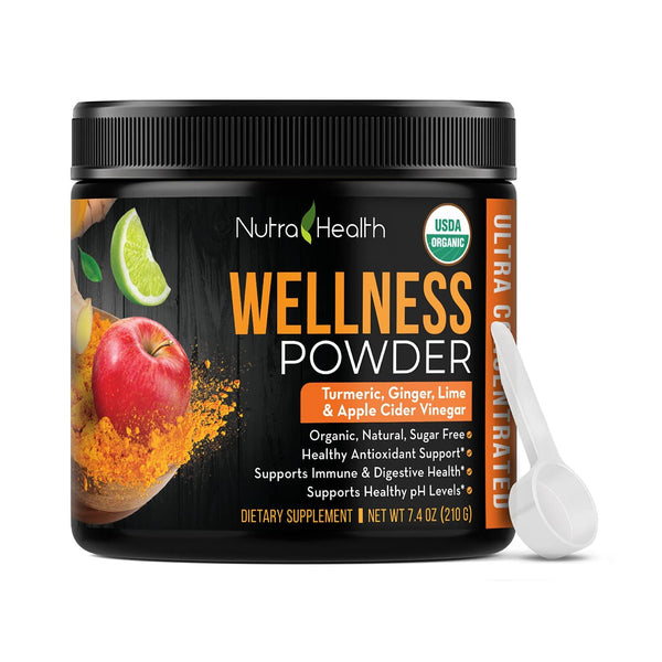 Wellness Powder by Nutra Health - Natural Supplements - Gluten Free - Antioxidant Support - Boosts Immune System 100% Organic - For Joints and Muscles - Made in USA 60 Servings.