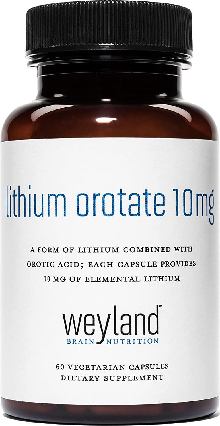 Weyland Brain Nutrition: Lithium Orotate 10mg (3 Bottles), 180 Vegetarian Capsules, Lithium Supplement Supports Healthy Mood, Behavior, Memory and Wellness