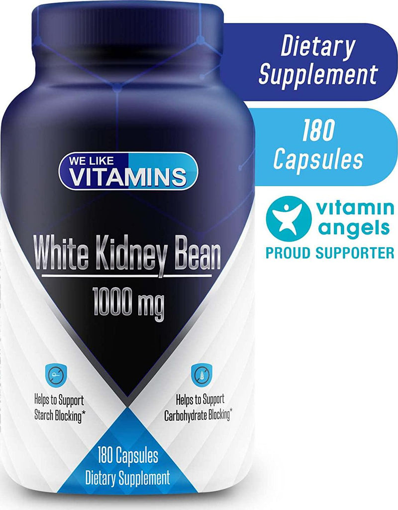 White Kidney Bean 1000mg 180 Capsules White Kidney Bean Supplement Helps to Support Carbohydrate and Starch Blocking for Healthy Weigh