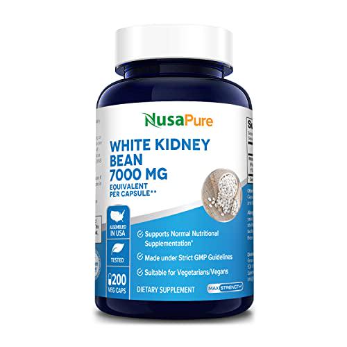 White Kidney Beans 7,000 mg 200 Veg Capsules - Extract 20:1, Vegetarian, Gluten-Free and Non-GMO