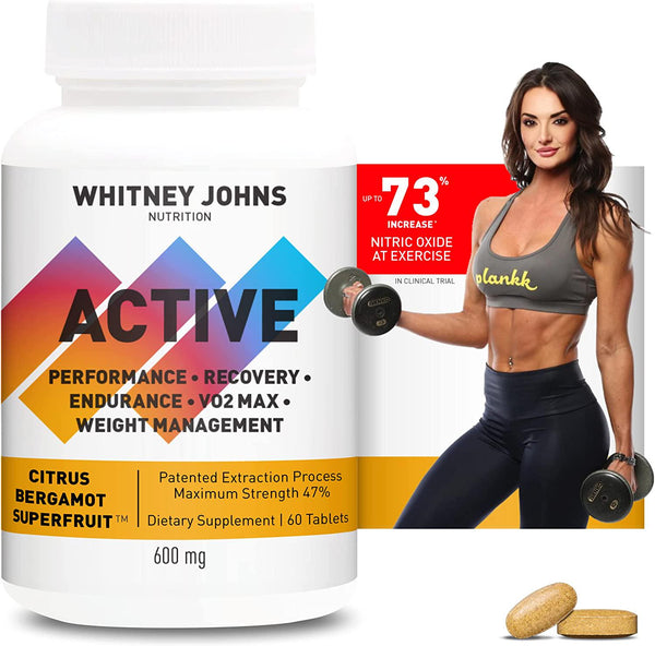 Whitney Johns Nitric Active - Nitric Oxide Supplement Clinically Tested For A Natural Energy Pure Boost of Athletic Performance, Endurance, Increased Oxygen Intake (VO2 Max) and Workout Recovery-60 Tabs