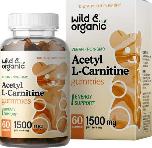 Wild and Organic Acetyl L-Carnitine Gummies - Natural Dietary Supplement - 1500mg ALCAR to Support Weight Management, Boost Energy and Metabolism, Cognitive and Immune System Function - 60 Chews per Bottle