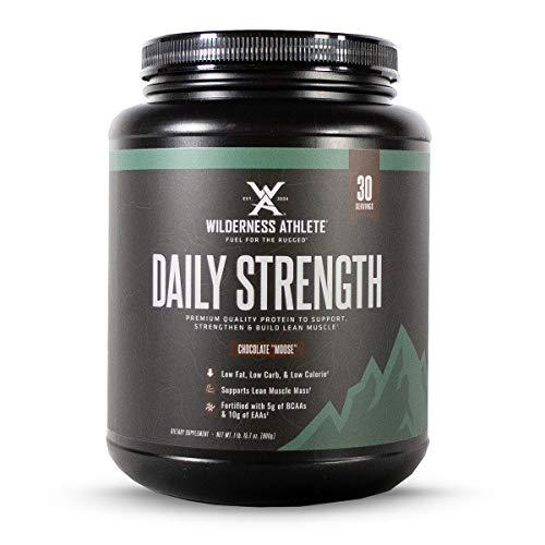 Wilderness Athlete: Daily Strength, Premium Quality Protein, Chocolate Moose , 30 Serving Tub, Strengthen and Build Lean Muscle with 20g of Protein, 5g of BCAAs, Low Calorie, Low Carb