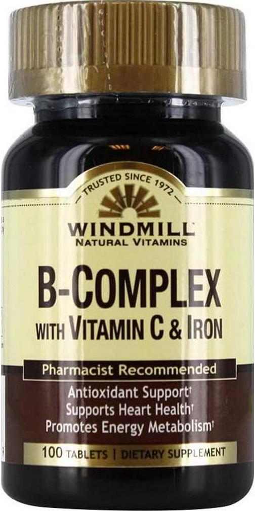 Windmill B-Complex Tablets with Vitamin C and Iron Supplement - 100 Ea
