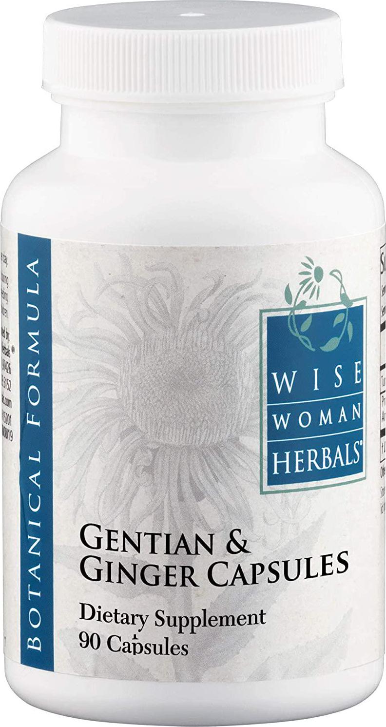 Wise Woman Herbals - Gentian and Ginger Capsules - All-Natural Digestive Function Support Supplement for Normal Healthy Digestion, Natural Aid for Occasional Upset Stomach, Acid Indigestion and Gas