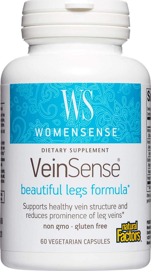 WomenSense VeinSense by Natural Factors, Beauty Supplement to Support Healthy Veins and Beautiful Legs, Vegan, Non-GMO, 60 capsules (20 servings)